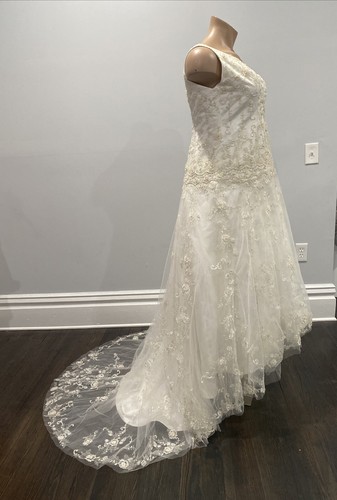 CASABLANCA Organza Ivory Beaded A-line Wedding Dress Gown With Small Train