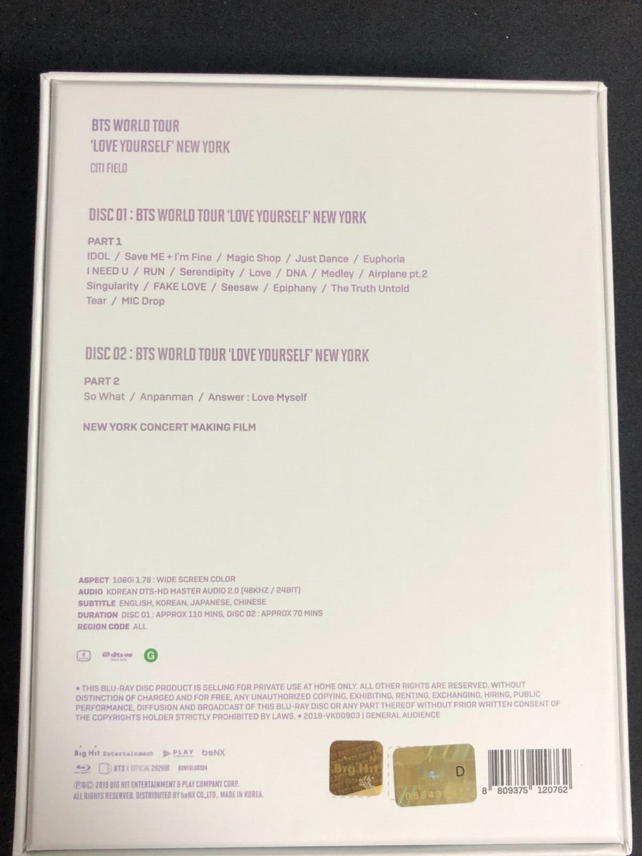 BTS Love Yourself World Tour NEW YORK Blu-ray Full Set Jungkook