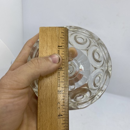 Antique Flint Glass Bullseye Pattern Glass Lid Finneal Butter Jar Vanity Dish - Picture 11 of 11