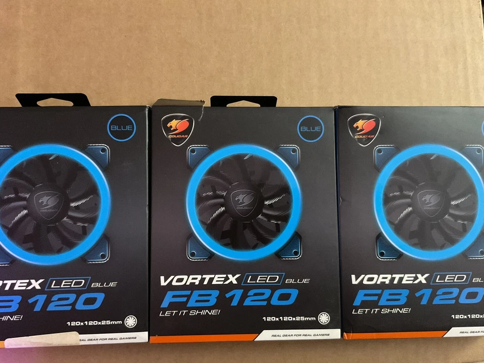 Rodamiento hidráulico LED azul Cougar Vortex FB120 12 VDC - 3 ventiladores Foto 4 de 4