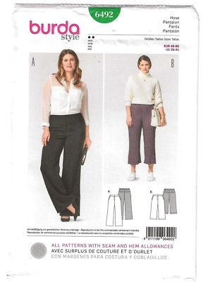 Burda 6492 Pants Size 20-34 Easy Sewing Pattern Uncut Semi-Fitted Pants Pattern