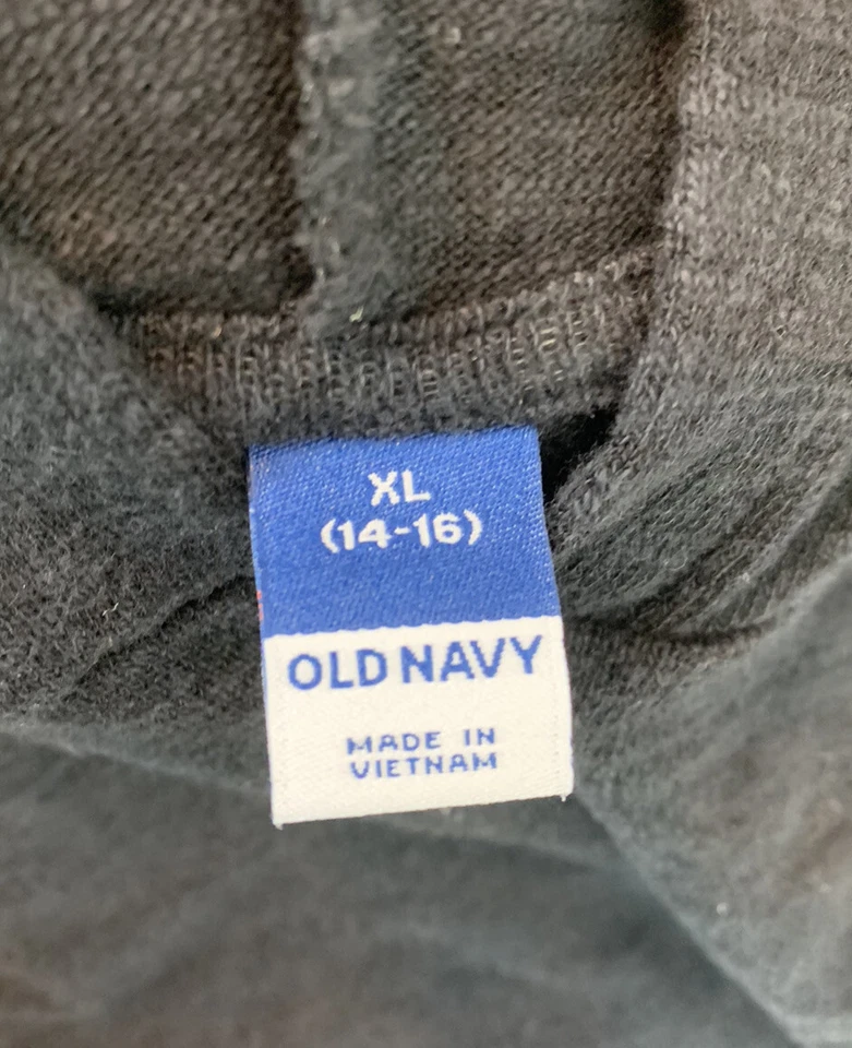 Acogedora sudadera con capucha recortada azul marino antigua para niñas talla XL 14-16 gris oscuro ropa activa Foto 2 de 4