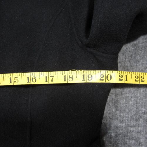 Kenar Wool Pea Coat Womens L Black Mock Neck Double Breasted Peplum Minimalist - Picture 6 of 10