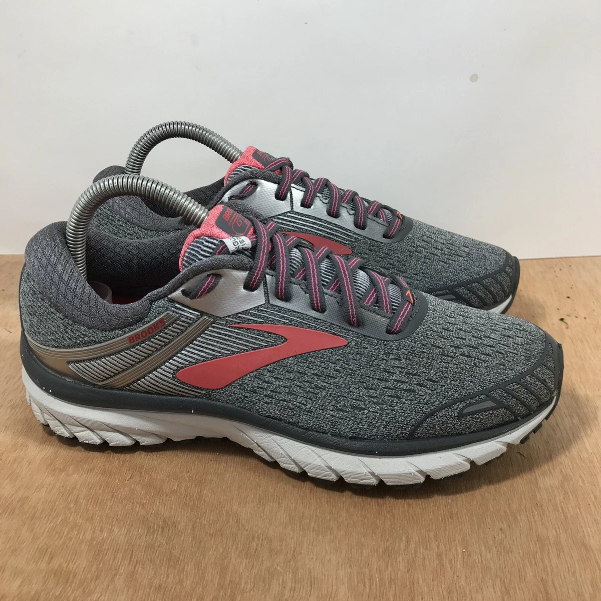 Brooks Adrenaline GTS 18 Women Size 9 Gray Pink Running Shoes