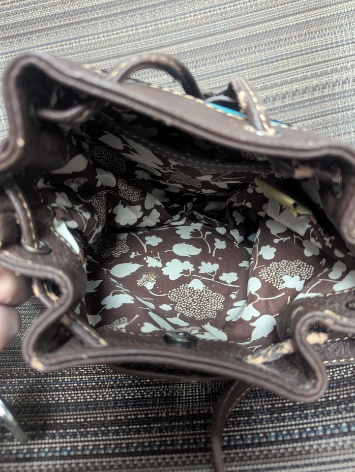 Nine West Vintage American Bucket Bag Teal Brown 8in - Image 3 of 4