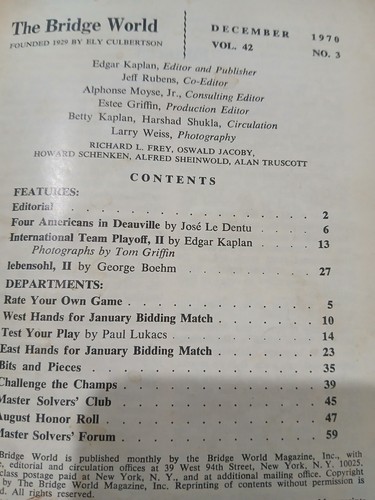 1970 The Bridge World Bound in Bridge World HC Binder 10 Months Missing Jan/Feb - Picture 11 of 11