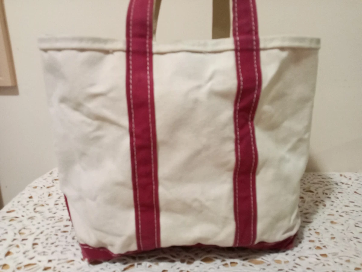 L L Bean Boat and Tote Bag Red Open Top Canvas Made USA (12.5X11.5