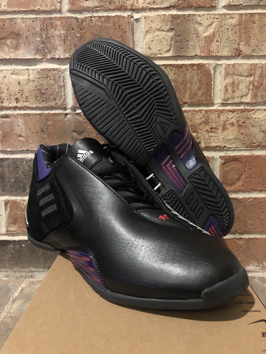 New 13 Adidas T-Mac 3 Restomod Toronto Raptors Black Purple Red