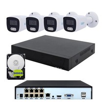 Kit IP Poe Nvr 5 MP Videosorveglianza con 4 Telecamere IP con Audio e HDD 500GB