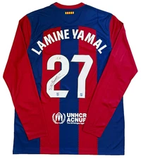 FC Barcelona Lamine Yamal Signed Rookie Soccer Jersey BAS Beckett Witnessed LS