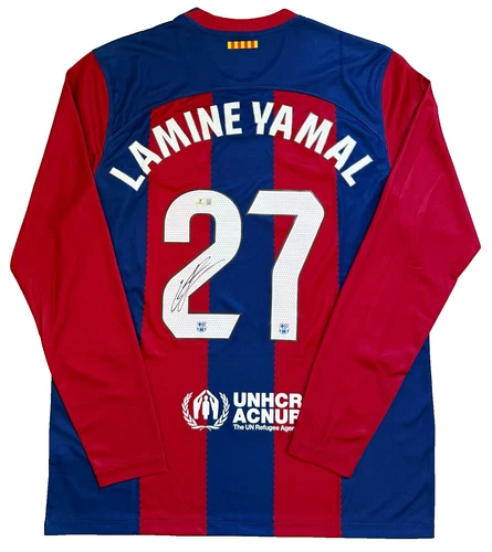 FC Barcelona Lamine Yamal Signed Rookie Soccer Jersey BAS Beckett Witnessed LS