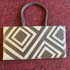Vintage East West Bag Mario Valentino Gray Leather Striped Purse Handbag Italy
