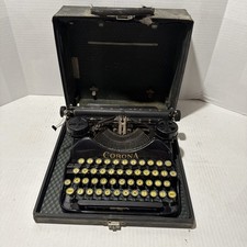 Corona Four Vintage Antique Black Typewriter with Case Good Condition Works thumbnail