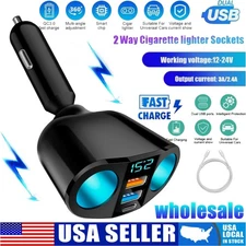 Lot Outlet Dual USB Car Cigarette Lighter Socket Splitter Power Adapter Charger