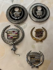 Vintage Cadillac Trunk Lock Hood Emblem Badge Lot Oem Wreath Crest