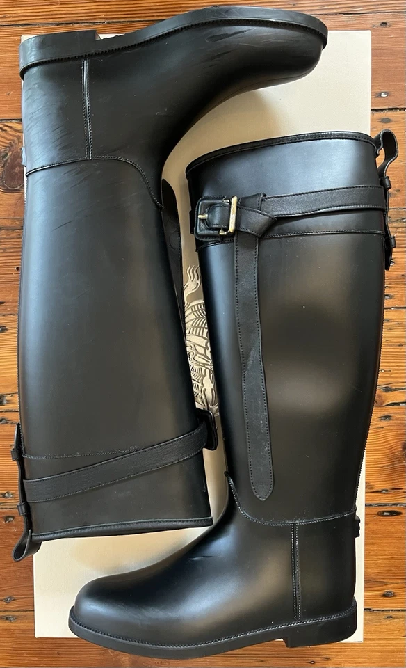 Auténtico cinturón de lluvia Burberry negro para montar en el cerebro hecho en Italia talla 37 EUR 4 Foto 2 de 4