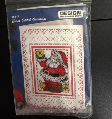Design Works Crafts - Cross Stitch Greetings Kit & Holiday Card - SANTA - 5817