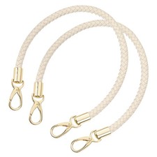 2Pcs 50cm Short Leather PU Braided Purse Replacement Beige Gold