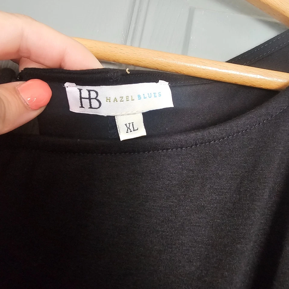 Hazel Blues 1X Mameluco Negro Manga Corta Pierna Ancha con Cintura Cinturón Foto 2 de 4