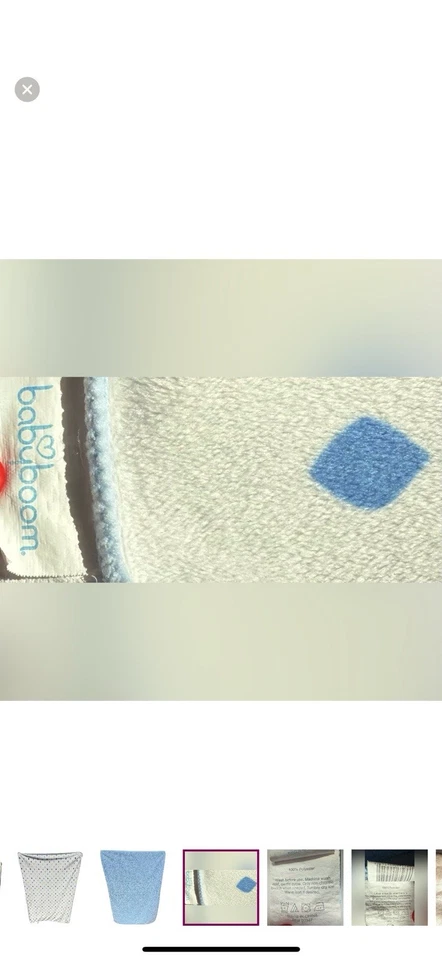 BABY BOOM Diamante Terciopelo Azul Sherpa Vellón Felpa Cuna Manta Blanco Azul Marino Foto 4 de 4