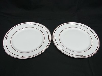 HERMES Rhythm Dish Dinnerware Set of 2 White x Bordeaux AX7019 | eBay
