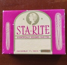 Vintage STA-RITE Hair Pins w/Box 1 7/8" Silver They Stay In