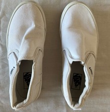VANS Classic Slip-On White Canvas Low Top Athletic Sneakers Skateboarding Casual