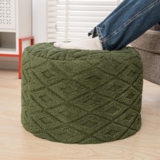 Abunheri Fluffy Round Ottoman Pouf All-In-One Foam Filling 20 X 14 Furry
