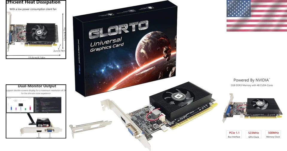 GeForce GT 610 2G Low Profile Graphics Card for HDMI/VGA PC - Win 11 Compatible - Image 2 of 4