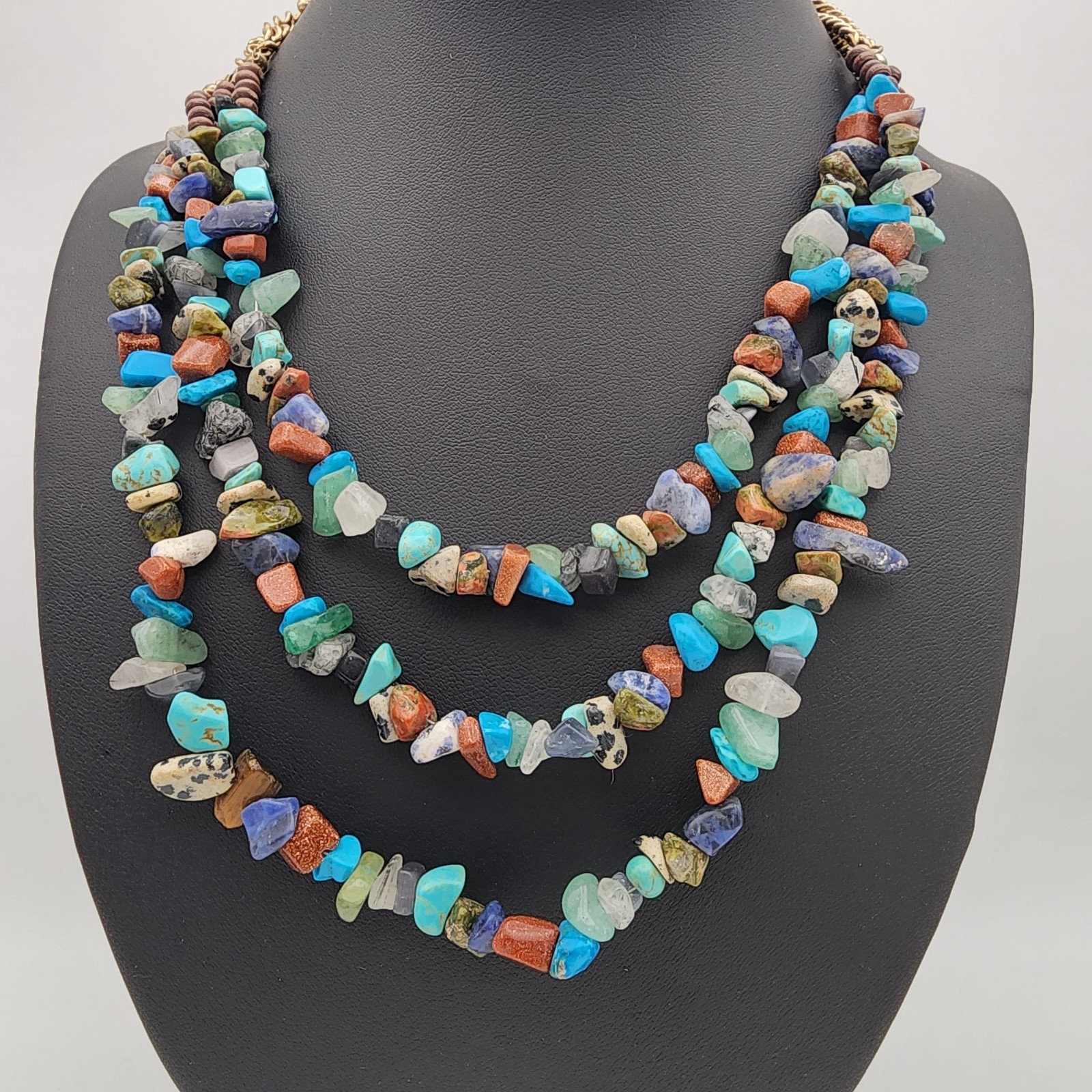 Gemstone Chip Multi-Strand Necklace Women's 17