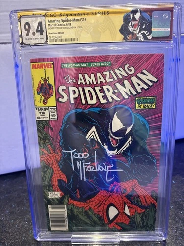 The Amazing Spider-Man #316 Newsstand CGC 9.4 Custom Label Signed Todd McFarlane