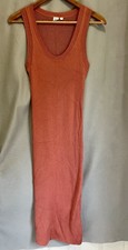 GAP Ribbed Sweater Tank Midi Dress Small Coral Peach Sleeveless Knit Bodycon