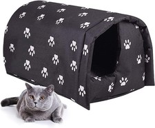 Outdoor Feral Cat House - Weatherproof Stray Cats Shelter, Foldable Thicken W...