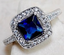 3CT Treated Blue Sapphire  Topaz 925 Sterling Silver Ring Jewelry Sz 7 MK1-6
