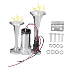 12V 600DB Air Horn Dual Trumpets,Super Loud Air Horn for Truck, Dual Electric 