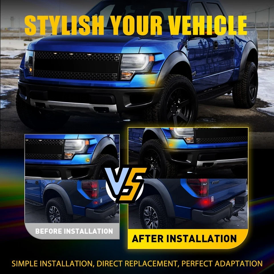 Luces LED laterales rojas amarillas Prefect Fits Ford F150 F-150 Raptor 2010-2014 Foto 2 de 4