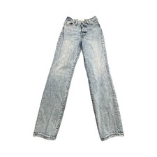 Vizio Jeans Pants Women 1/2 Light Blue Straight Leg High Rise Acid Wash Stretch