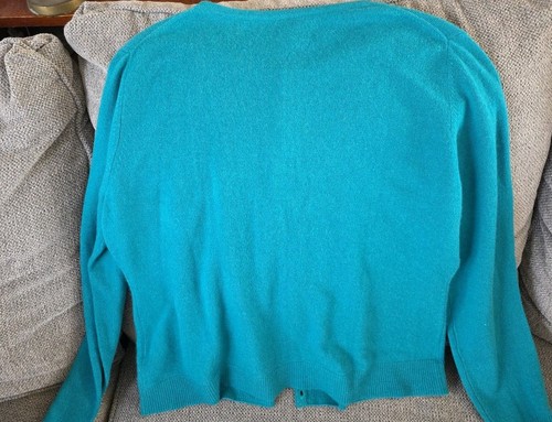 Womens 100% Cashmere Button-down Longsleeve Cardigan Preppy Office Siren Medium - Picture 4 of 6