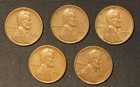 Lot Of 5 Lincoln Wheat Cents - 1945, 1946. 1952D, 1956D, 1956D - F - VF