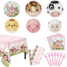 146PCS Farm Animals Party Supplies Paper Plates and Napkins Serve 36