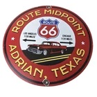 Vintage Route 66 Porcelain Sign - Texas Midpoint Gas Station Pump Road Ad Sign