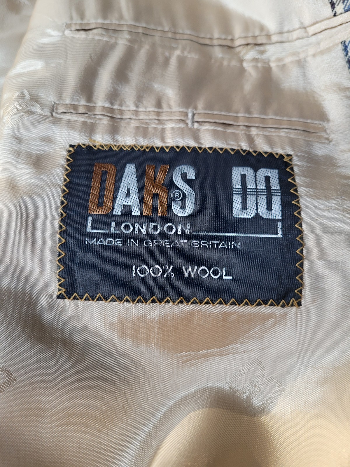DAKS Signature Blazer 100percent Wool Houndstooth Check Jacket Made in UK 46R image 7