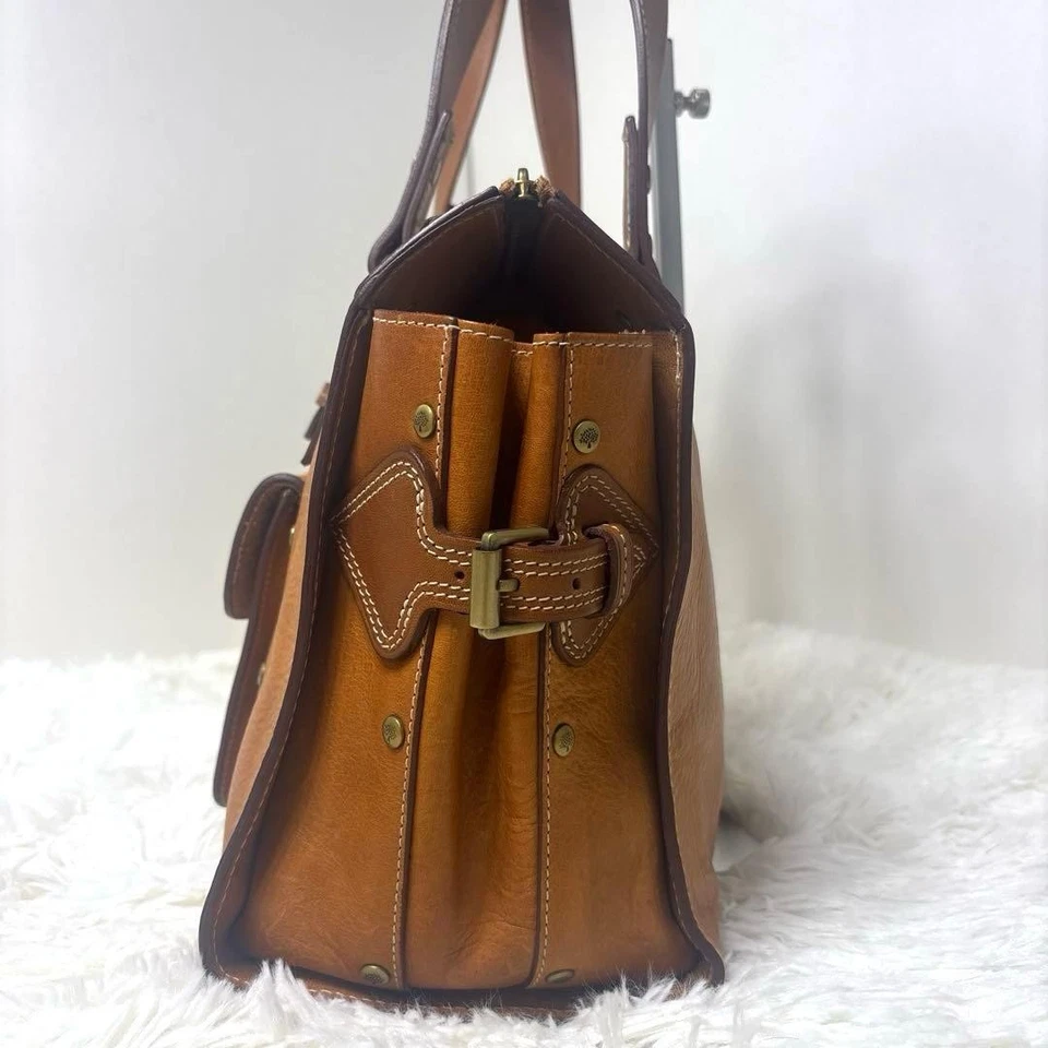 Bolso de Mano Mulberry Usado Cuero Marrón Herrajes Dorados 25cm Altura Foto 4 de 4