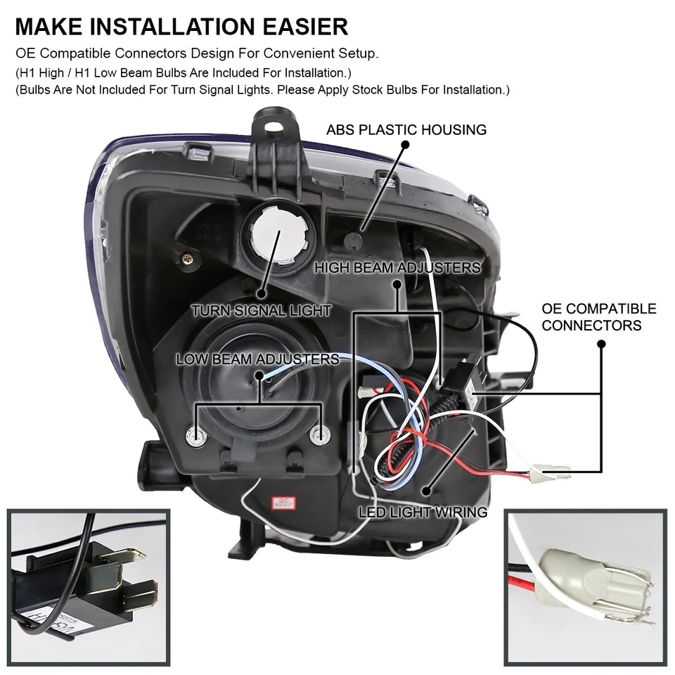 Black Fits 2006-2008 Toyota Yaris Hatchback LED Halo Projector Headlights Lamps Foto 4 de 4