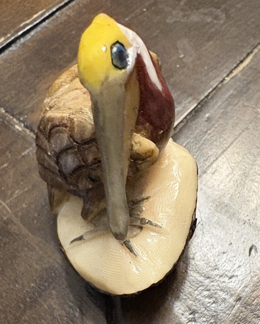 Tagua Nut Pelican Hand Carved Figurine Sculpture Miniature Made In Panama