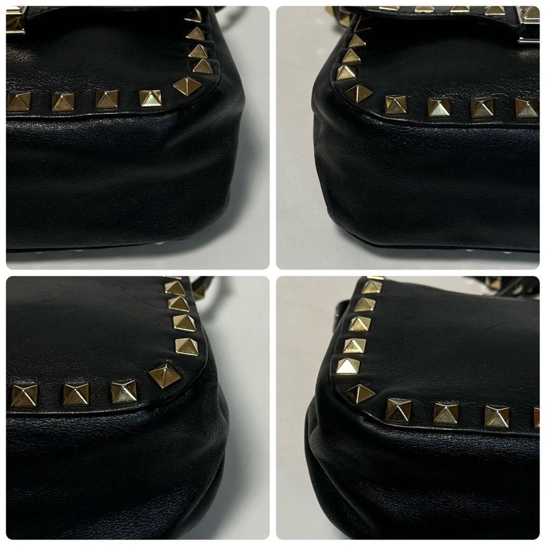 VALENTINO Women Rockstud Shoulder bag Leather V Logo Turnlock Black Gold thumbnail 7