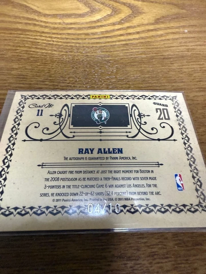 Discount ⭕️ RAY ALLEN Ray Allen auto autograph card 4 10 - Image 2 of 3