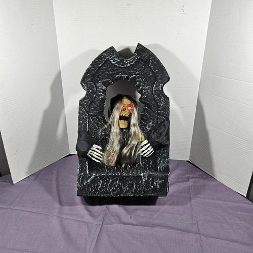 Gemmy Halloween Tombstone Talking Animated Moving Skeleton Gravestone Prop Decor - Picture 14 of 21