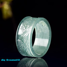 Real Grade A Natural Blue Jade Jadeite Men Women Landscape Ring