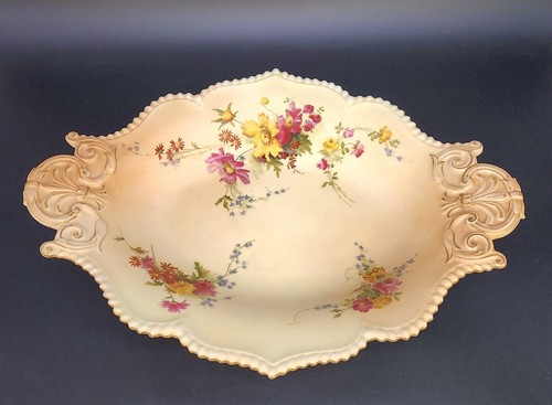 Antique Royal Worcester Blush Ivory 15-3/4" L Serving Platter Dish Gold Floral - Picture 1 of 20